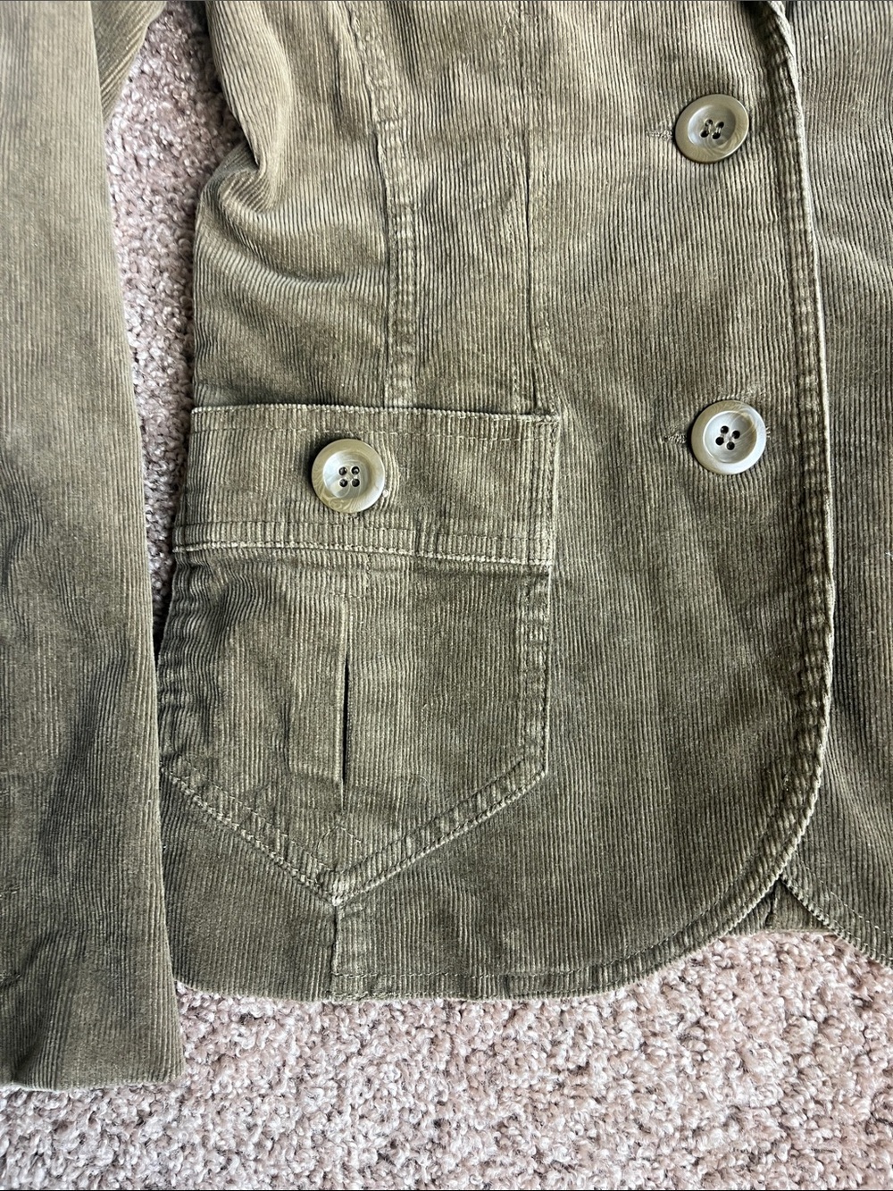 H&M Olive Green Corduroy Blazer Jacket Size 8 - Picture 2 of 9